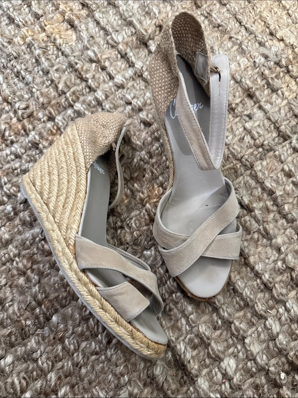Castaner Neutral Suede Espadrille Wedge Sandals